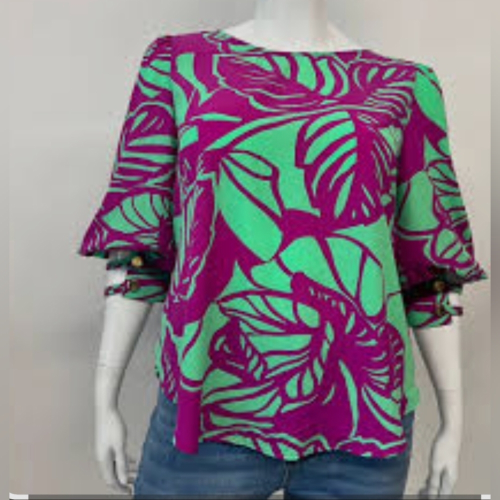 Tropical Leaf Print Women's Blouse